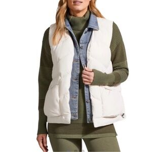 TRIBAL JEANS Women's Cream Jacket Vest S/L Denim Detail Snap Closure Size XL NEW